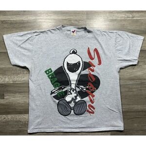 Vintage 90s Snoopy Beagle 1958 Stamp‎ Single Stitch T-shirt Sz XL Gray Artex